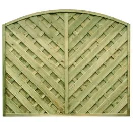 Madrid Curve Top Fence Panel - Diagonal Slats