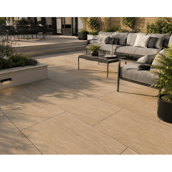 Buff Riven Porcelain Paving